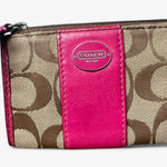 Coach Signature Canvas Pink Leather Trim Coin Purse Wallet OS Photo 0