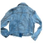 Pistola Women's  cropped fray hem distressed jean jacket size large‎ Photo 4