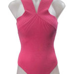 Forever 21 Women's Pink Sleeveless Halter Ribbed Knit Bodysuit Tank Top Size M Photo 0