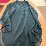 Como Black  Sheer Blouse Medium Dark Forest Green Popover High Neck Long Sleeve Photo 0