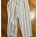 Ellen Tracy Linen Blend Pants Striped Drawstring Pockets Cropped XL Photo 0