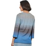 Ming Wang  Tunic Top Blue Ombre Square Neck Jacquard  Knit 3/4 Sleeve Size Large‎ Photo 1