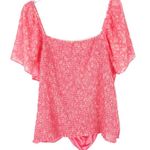 Lush Clothing NWOT Lush Floral Smocked Ruched Top Pink Plus Size 2X NEW Photo 7