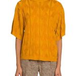 Chloé Chloe Golden Yellow Wool Silk Blend Cable Knit Relaxed Short Sleeve Sweater XS Photo 1