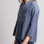 Current/Elliott Denim Stripe Pintuck Pleat Size 0 Photo 2