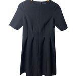 COS  Dress Women Size 4 Black Pleated Waist Structured Scuba Peplum Minimalist Photo 0