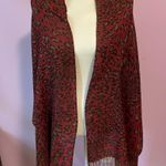 Pashmina Scarf Silk Blend Wrap Red Leopard Animal Print Fringe Shawl Photo 9