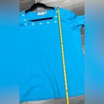 Quacker Factory  Top Large blue Square Neck circle and rhinestone Embellishing Photo 1