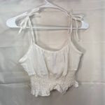 Romwe women's cream tie strap cropped stretch ruffle summer tank top textured L Photo 5