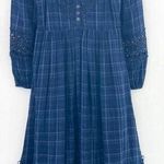 Anthropologie  Akemi + Kin Navy Plaid Kerchief Filigree Lace Midi Dress size 0 Photo 1