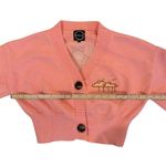 Seka Art Women's Pink Floral Crop Cardigan with Bishop Sleeves M Photo 5