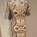 Forever 21 NWT Off Shoulder Sequin silver blush tribal geometric pattern mini dress Vintage Y2k Photo 0