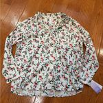 Stars Above NWT!  women’s button down sleepwear top Holy Berry Red Green Photo 0