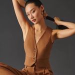 Favorite Daughter Vest Camel Pinstripe M Brown Size M Photo 0