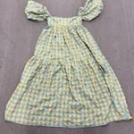 ZARA  Women's Yellow Blue Gingham Maxi Dress XS Puff Sleeve Tiered Cottagecore Photo 0