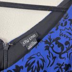 City Chic Woman's L/20 Blue V Neck Fit and Flare Knee Length Dress Velvet Accent Photo 4