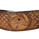 Horse embossed leather hand tooled belt 30 Brown Photo 0