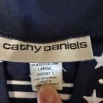 Cathy Daniels VINTAGE  Faux V Neck Blue With‎ Design Size L Photo 2