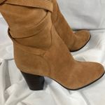 Sam Edelman Sam Edelman Tan Suede OTK Boots 7 Leather Heel Wrap Strap Tall Zip Buckle Photo 1