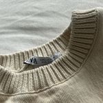 ZARA Asymmetrical Creme Knit One Arm Top Size Small Photo 4