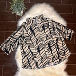 East 5th  Women beige/black zebra print linen blend button down sz 2X Photo 0