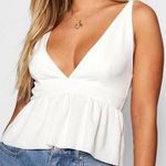 Boohoo White Crop Peplum Top Photo 0