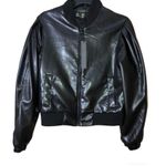 House of Harlow Faux Leather Bomber Jacket Black Medium Photo 0
