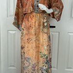 Camilla Orange Fooral Split Pocket Maxi Long Sleeve Size Small Dress Photo 6