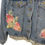 Gazoz 80s Embellished Denim Jacket‎ Floral Applique Lace Trim Unique Vintage M Blue Size M Photo 5