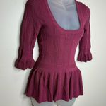 Torn By Ronny Kobo  Peplum Top Open Knit Size XS Scoop Neck Designer Classic pink Photo 1