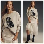 Anthropologie  Maeve Best In Show Dog Sweatshirt Size XS Grey Preppy Quirky Photo 1