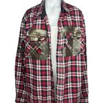 LF Furst of A Kind Red Oversized Plaid Check Flannel Button Up Shirt One Size Photo 0