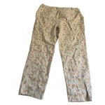 Liz Claiborne  Emma Dress Pants Leaf Print Pockets Straight Leg Cropped Tan Sz 12 Photo 2