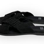 Eileen Fisher new Cross Slide Easy to Wear Flat Leather Sandal Black 9M Photo 6