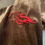 Women's Johnny Blaze Flames Vintage Dead Stock Stretch Velour Crop Top Brown Med Photo 3