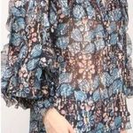 Ulla Johnson Isadora Sill Lurex Indigo Blue Sheer Floral Ruffle Blouse Size 0 Photo 0