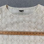 Talbots Crochet Lace Overlay Blouse Women's 12 Cream 3/4 Sleeve Scallop Hem Photo 4