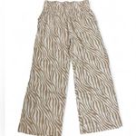 Sincerely Jules Wide Leg Pelazzo Pants Size XL Linen Blend Zebra Neutral Beach Tan Photo 0