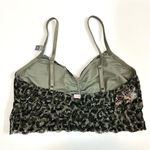 PINK - Victoria's Secret  Small Green Camo Unlined Lace Bralette Photo 1