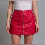 Vibrant faux leather n Red Mini Skirt with Zipper Photo 0