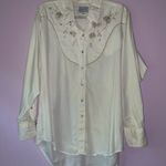 Rockmount Ranch Wear Size XL Western Button Up Top Pastel Floral Embroidered White Photo 0