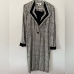 VTG Patty O’Neil Plaid Houndstooth Longline Coat Black White Pattern Size M 6 Size M Photo 1
