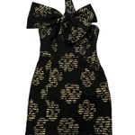 Milly of New York Black Gold Metallic Textured One Shoulder Bow Mini Dre… Size 2 Photo 0