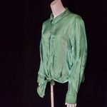 Vince Camuto  Green Iridescent Button Down Long Sleeve Tie Front Shirt (M) Photo 2