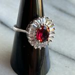 925 Silver rubi halo cz baguettes size 7.5 Photo 1