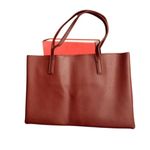 Vince Camuto  Brown Faux Leather Tote Bag With Black Stripe Accent  Work Travel Photo 4