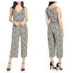 Leith  Leopard Sleeveless Button Front Cropped Wide Leg Jumpsuit Photo 1