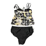 Your Best Look 2 Piece Tankini Swimsuit Size 8 Black Yellow Floral Photo 1