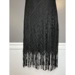 Vintage Savvy Dress Womens Large Black Flapper Fringe Sleeveless 20s Gatsby USA Photo 2