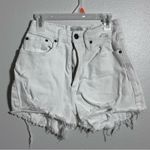 Abercrombie & Fitch Women HighRise White Distressed Denim Shorts Curve Love 0/25 Photo 1